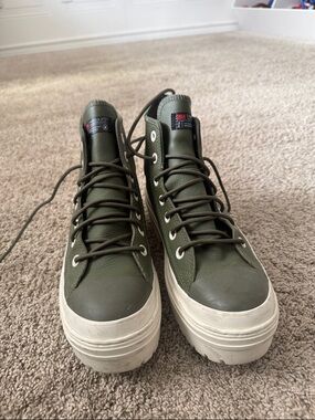Converse Green Platform High-Top Sneakers